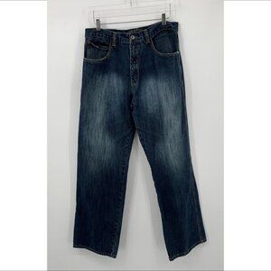 DELF wide leg baggy vintage denim jeans fading skater Y2K blue cotton men 34